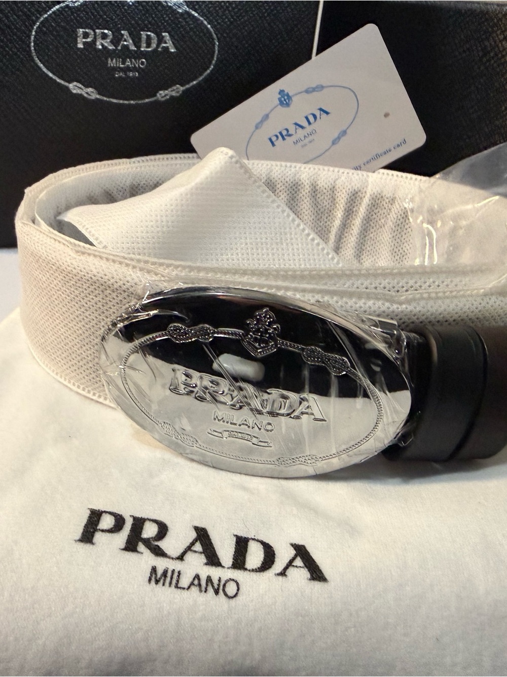 Prada Silver Oval Milano Logo Plaque - Picture 3 of 6